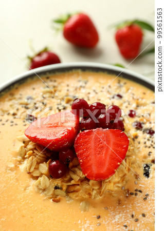 Concept of delicious food with smoothie with different ingredients, close up Concept of delicious food with smoothie with different ingredients, close up 99561563