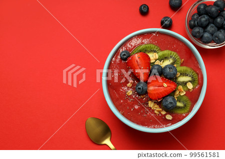 Concept of delicious food with smoothie with different ingredients, space for text Concept of delicious food with smoothie with different ingredients, space for text 99561581