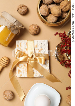 Concept of jewish Passover holiday, top view Concept of jewish Passover holiday, top view 99561586