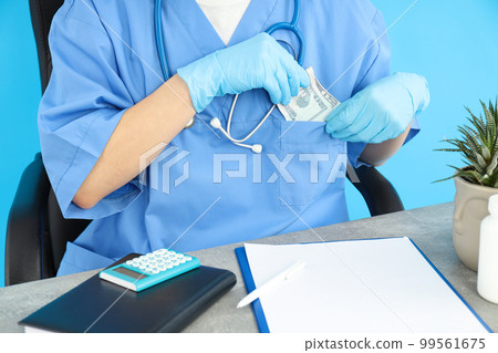 Concept of corruption in medicine, illegal money making in medicine Concept of corruption in medicine, illegal money making in medicine 99561675