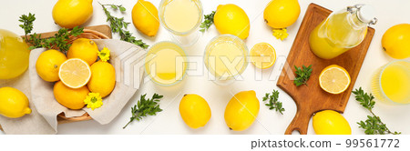 Concept of tasty drink, Limoncello, top view Concept of tasty drink, Limoncello, top view 99561772