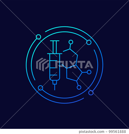 hormone therapy line icon with a syringe, vector hormone therapy line icon with a syringe, vector 99561888