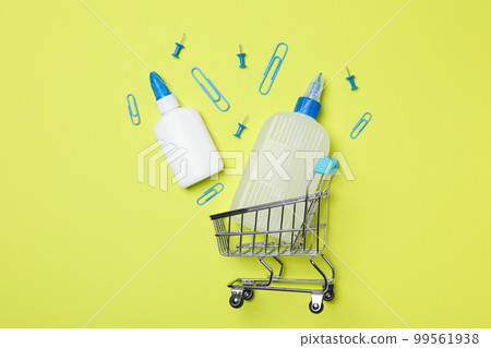 Concept of different office stationery with glue Concept of different office stationery with glue 99561938