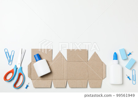 Concept of different office stationery with glue Concept of different office stationery with glue 99561949