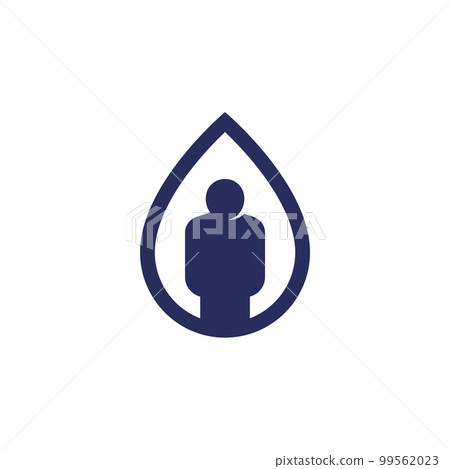 water balance in body icon, man and water drop water balance in body icon, man and water drop 99562023