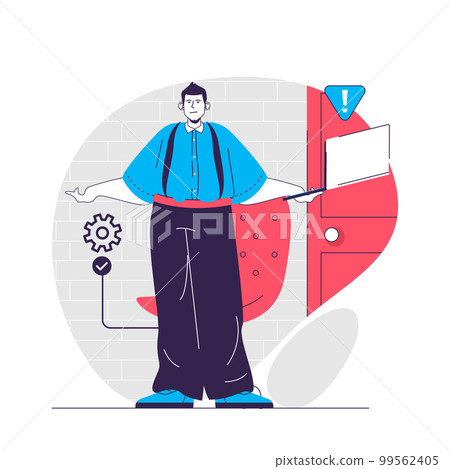 DevOps web concept. Technical support employee fixing problem. Development operations people scene. Flat characters design for website. Vector illustration for social media promotional materials 99562405