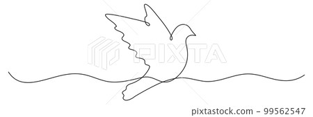 Flying bird continuous line art drawn. 99562547