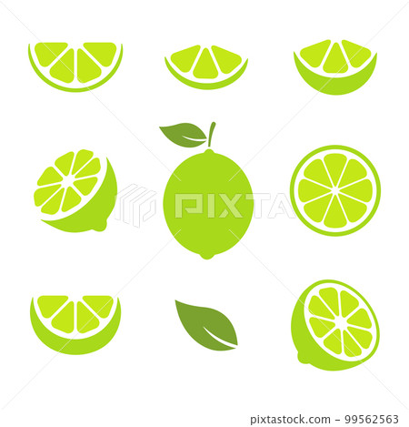 Lime slices set. Citrus green fruits collection. Lime slices set. Citrus green fruits collection. 99562563