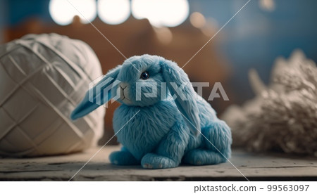 Easter bunny illustration chark style pastel tones, light blue Easter bunny illustration chark style pastel tones, light blue 99563097