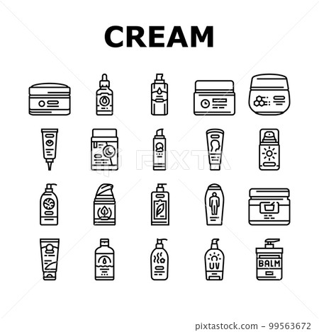 cream cosmetic product beauty icons set vector 99563672