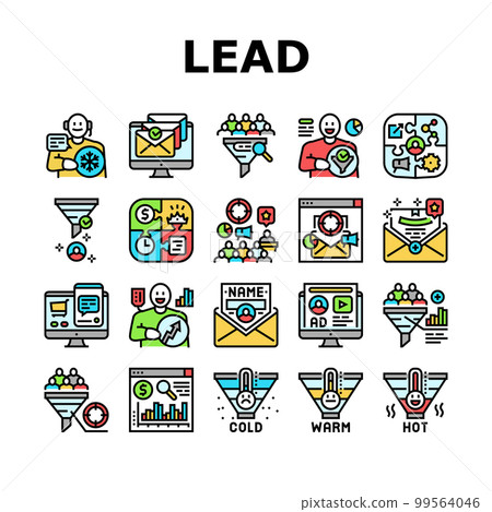 lead marketing generation icons set vector lead marketing generation icons set vector 99564046