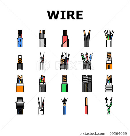 wire cable technology connection icons set vector wire cable technology connection icons set vector 99564069