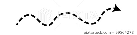 Dashed arrow set. Vector doodle dot line. Thin pointer arrows Dashed arrow set. Vector doodle dot line. Thin pointer arrows 99564278