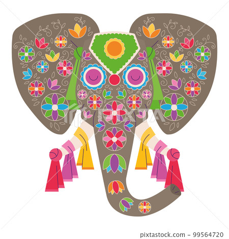 Isolated elephant avatar with hindu ornaments Vector Isolated elephant avatar with hindu ornaments Vector 99564720