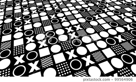 Black and white repeating pattern of geometric shapes abstract background Black and white repeating pattern of geometric shapes abstract background 99564906