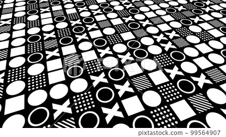 Black and white repeating pattern of geometric shapes abstract background Black and white repeating pattern of geometric shapes abstract background 99564907