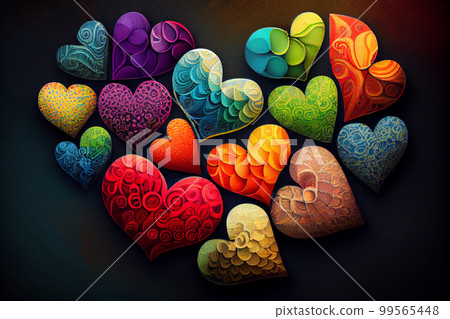 Heart pillow made of patchwork fabric 99565448