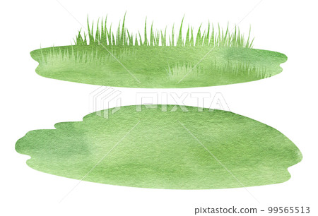 Watercolor Landscape element, meadow, green grass field, forest edge Watercolor Landscape element, meadow, green grass field, forest edge 99565513