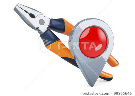 Pliers with map pointer. 3D rendering Pliers with map pointer. 3D rendering 99565646