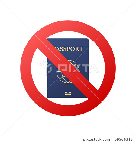 Passport ban icon. International passport with prohibition. Travel visa cancellation. Passport ban icon. International passport with prohibition. Travel visa cancellation. 99566315