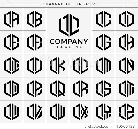 Modern hexagon LL L letter logo design vector set Modern hexagon LL L letter logo design vector set 99566458