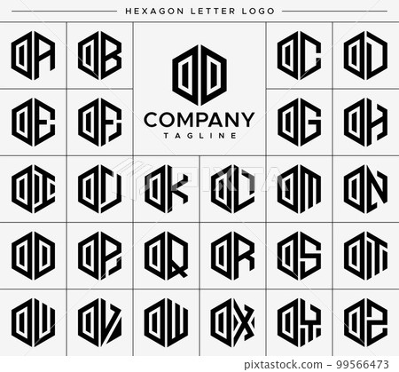 Modern hexagon OO O letter logo design vector set 99566473