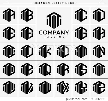 Modern hexagon TT T letter logo design vector set 99566498