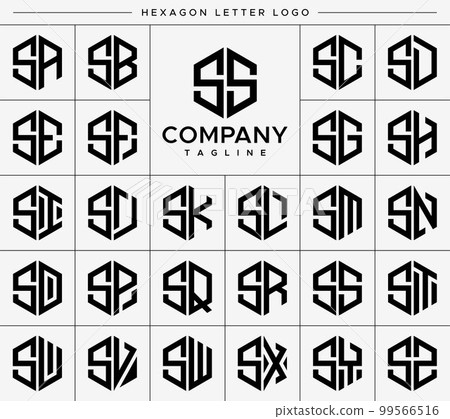 Modern hexagon SS S letter logo design vector set Modern hexagon SS S letter logo design vector set 99566516