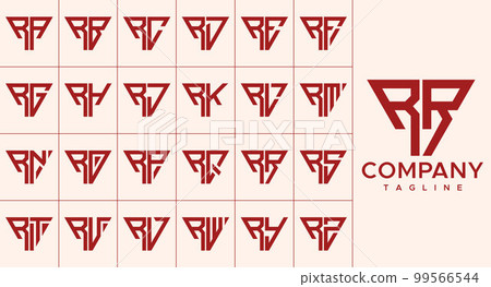 Set of modern line triangle letter R logo design. 99566544