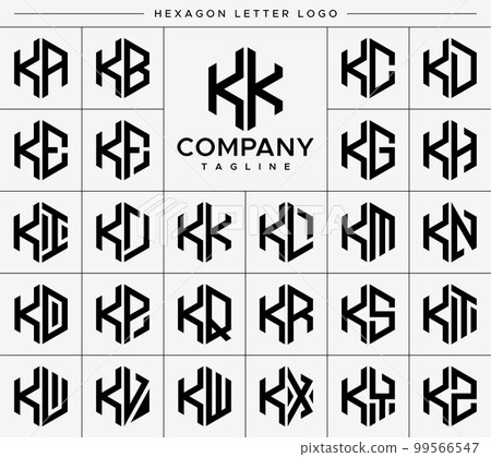 Modern hexagon KK K letter logo design vector set. Modern hexagon KK K letter logo design vector set. 99566547