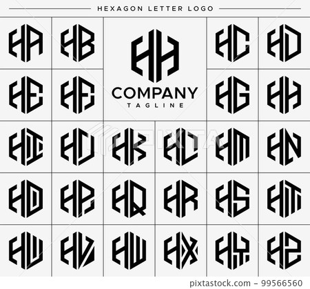Modern hexagon HH H letter logo design vector set. 99566560