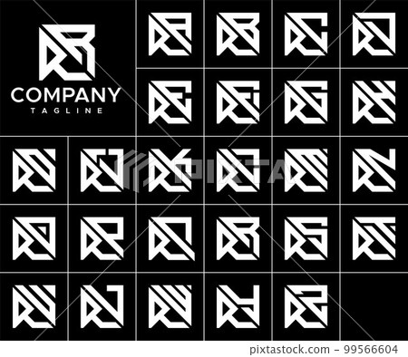 Bundle of abstract square R letter logo design 99566604