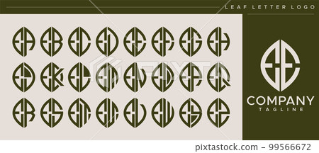 Modern line leaf letter EE E logo design. 99566672