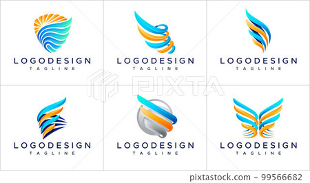 Colorful gradient wings logo design template. Colorful gradient wings logo design template. 99566682