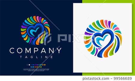 Circle heart logo design template. 99566689