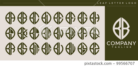 Modern line leaf letter BB B logo design. 99566707