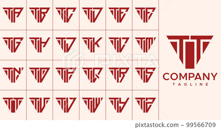 Set of modern triangle letter T logo design. 99566709