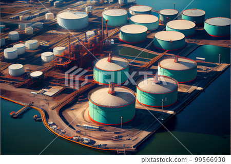 Aerial view storage tank farm, Tank farm storage chemical petroleum petrochemical refinery product at oil terminal 99566930