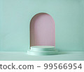 Minimal background mint podium cylinder mockup template for product demonstration and copyspace 99566954