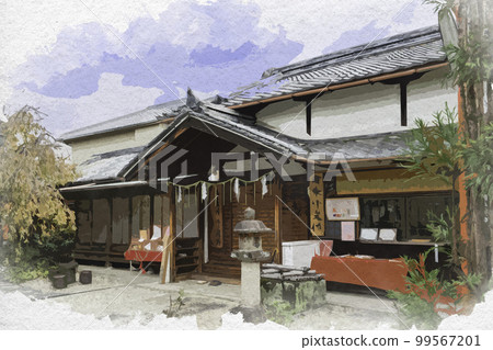 Watercolor style Naramachi Goryo Shrine shrine office Nara City, Nara Prefecture Watercolor style Naramachi Goryo Shrine shrine office Nara City, Nara Prefecture 99567201