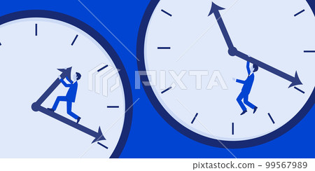 Watch and suit man, image illustration that can not manage time, vector 99567989