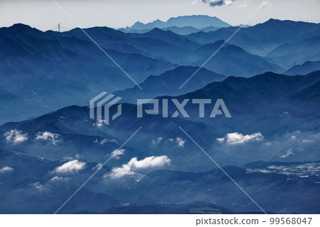 從八岳連峰和伊王山看到的兩神山和兩神山 從八岳連峰和伊王山看到的兩神山和兩神山 99568047
