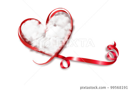 White Cloud and ribbon shape heart on a pink background. Mother's Day background. Vector illustration 99568191
