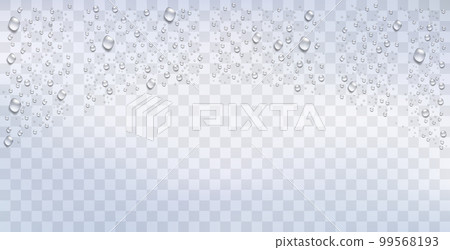 Realistic water droplets on the transparent background. Vector 99568193