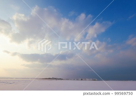 Evening view of frozen Lake Notoro 99569750