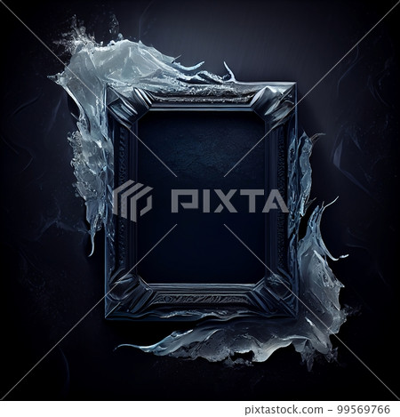 Frozen in Time An Icy Tableau on a Dark Background, Chilled to the Core, A Winter Wonderland Frozen Ice Against Empty Frame, Blank Photo Frame Chilled Icy Frozenness on a Dark Surface, Generative AI 99569766