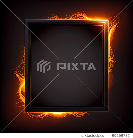 Igniting A Blazing Fire Frame on a Dark Background, Fiery Intensity , A Hot Empty Frame Darkness, A Blaze Red Orange Flame, Hot Burning Photo Frame on a Black Background, Generative AI 99569785
