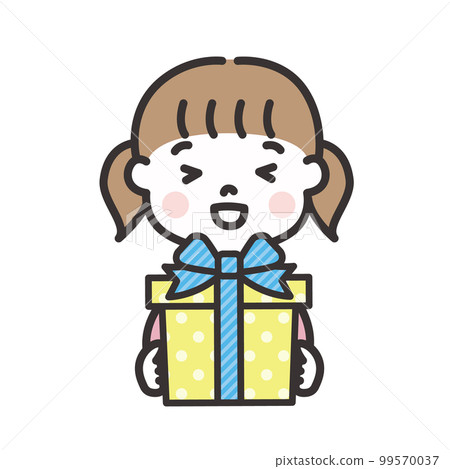 一個拿著禮品盒的女孩的插圖 99570037