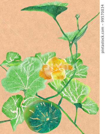 Pumpkin painting with flower buds Pumpkin painting with flower buds 99570834