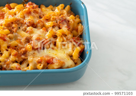 homemade macaroni bolognese with cheese homemade macaroni bolognese with cheese 99571103